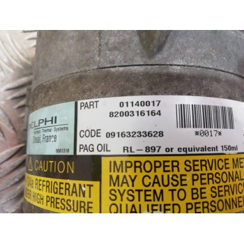 Recambio de compresor aire acondicionado para renault scenic ii confort authentique referencia OEM IAM 8200316164 01140017 