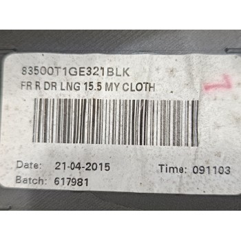 Recambio de guarnecido puerta delantera derecha para honda cr-v elegance 4x2 referencia OEM IAM 83500T1GE321BLK  