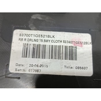Recambio de guarnecido puerta trasera derecha para honda cr-v elegance 4x2 referencia OEM IAM 83700T1GE521BLK  