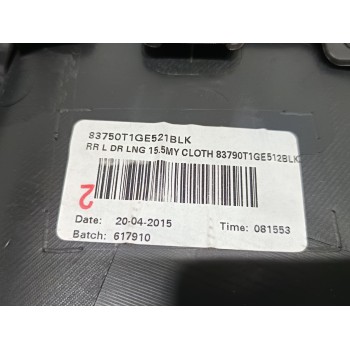 Recambio de guarnecido puerta trasera izquierda para honda cr-v elegance 4x2 referencia OEM IAM 83750T1GE521BLK  