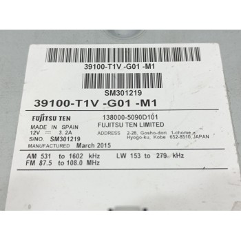 Recambio de sistema audio / radio cd para honda cr-v elegance 4x2 referencia OEM IAM 39100T1VG01  