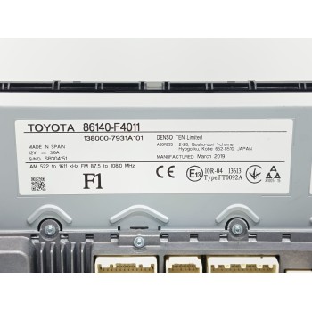 Recambio de pantalla multifuncion para toyota c-hr hybrid active referencia OEM IAM 86140F401  