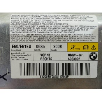 Recambio de airbag lateral derecho para bmw serie 5 berlina (e60) 525d referencia OEM IAM 6963022 601190500C 601190400F