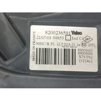 Recambio de faro derecho para renault kangoo (f/kc0) alize referencia OEM IAM 8200236591  