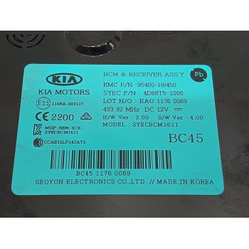 Recambio de modulo electronico para kia rio iv (yb, sc, fb) 1.4 crdi 90 referencia OEM IAM 95400H8450 / 4D68T51000  