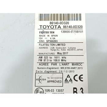 Recambio de pantalla multifuncion para toyota yaris (_p13_) 1.5 hybrid (nhp130_) referencia OEM IAM 861400D320  1390005170B101