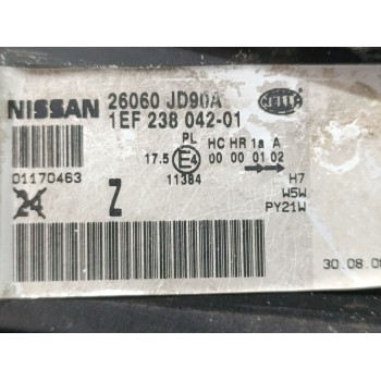 Recambio de faro izquierdo para nissan qashqai (j10) acenta referencia OEM IAM 26060JD90A  