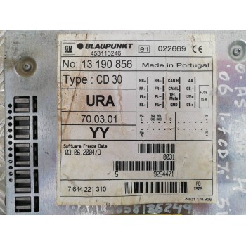 Recambio de sistema audio / radio cd para opel astra h berlina enjoy referencia OEM IAM 13190856 453116246 7644221310