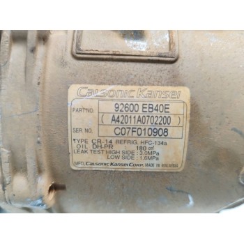 Recambio de compresor aire acondicionado para nissan navara pick-up (d40m) double cab le 4x4 referencia OEM IAM 92600EB40E  