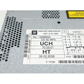 Recambio de sistema audio / radio cd para opel astra h ber. cosmo referencia OEM IAM 13289932  