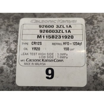 Recambio de compresor aire acondicionado para nissan pulsar (c13) acenta referencia OEM IAM 926003ZL1A  
