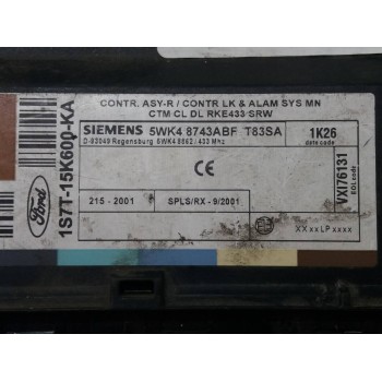 Recambio de centralita check control para ford mondeo berlina (ge) ambiente referencia OEM IAM 1S7T15K600KA 5WK48743ABFT83SA V17
