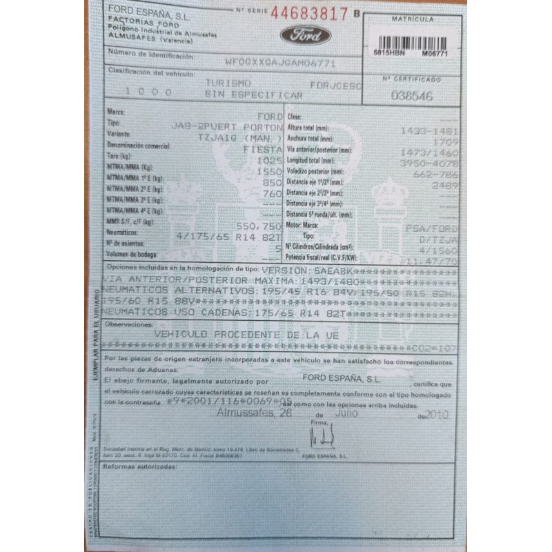 ford fiesta (cb1) del año 2011