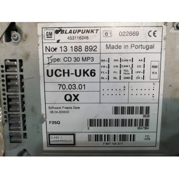 Recambio de sistema audio / radio cd para opel corsa c cosmo referencia OEM IAM 13188892 453116246 7647104317