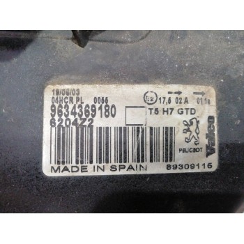Recambio de faro izquierdo para peugeot 307 (s1) xn referencia OEM IAM 9634369180 89309115 