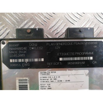 Recambio de centralita motor uce para citroën c15 rd familiale referencia OEM IAM 9650359580 9650360180 R04080024E