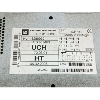 Recambio de sistema audio / radio cd para opel zafira b enjoy referencia OEM IAM 13289932  