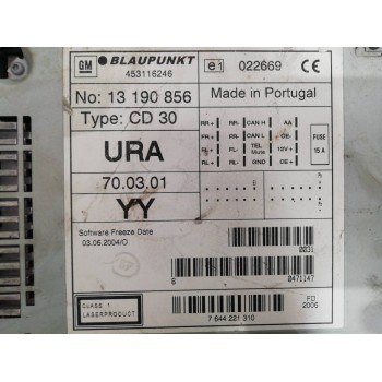 Recambio de sistema audio / radio cd para opel astra h berlina cosmo referencia OEM IAM 13190856 7644221310 453116246