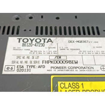 Recambio de sistema audio / radio cd para toyota prius (nhw20) basis referencia OEM IAM 8612047230  