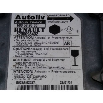 Recambio de centralita airbag para renault kangoo (f/kc0) rt pack aventure referencia OEM IAM 8200098402 600589600 