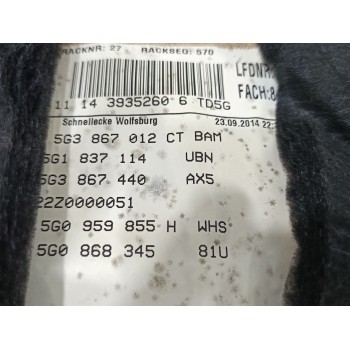 Recambio de guarnecido puerta delantera derecha para volkswagen golf vii lim. advance bluemotion referencia OEM IAM 5G3867012  