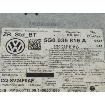 Recambio de sistema audio / radio cd para volkswagen golf vii lim. advance bluemotion referencia OEM IAM 5G0035819A  