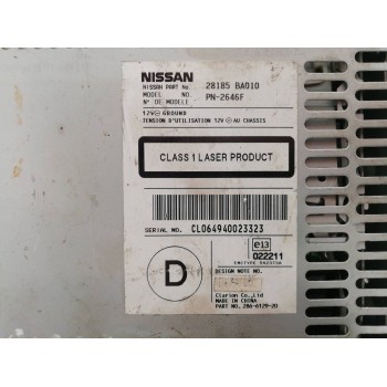 Recambio de sistema audio / radio cd para nissan primera berlina (p12) acenta referencia OEM IAM 28185BA010  